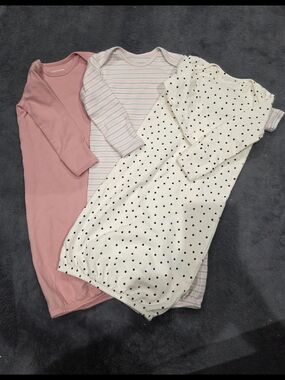 Amazon Essentials 3-Pack Baby Sleep Gowns - Pink, Cream Polka Dot, Pink Stripe